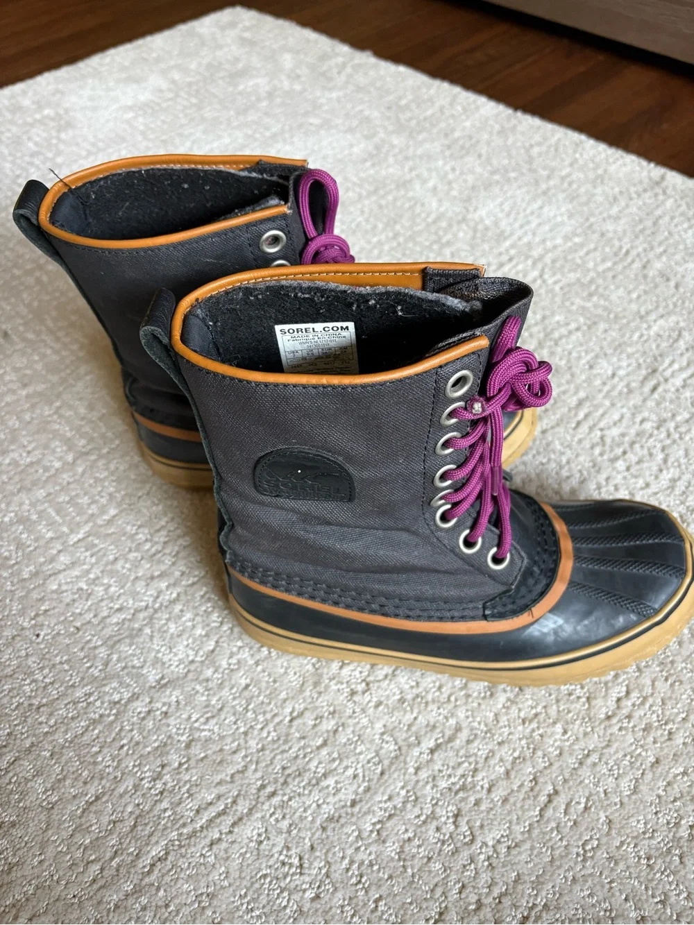 SOREL 1964 Premium LTR Waterproof Canvas Duck Snow Boots Charcoal Size 7